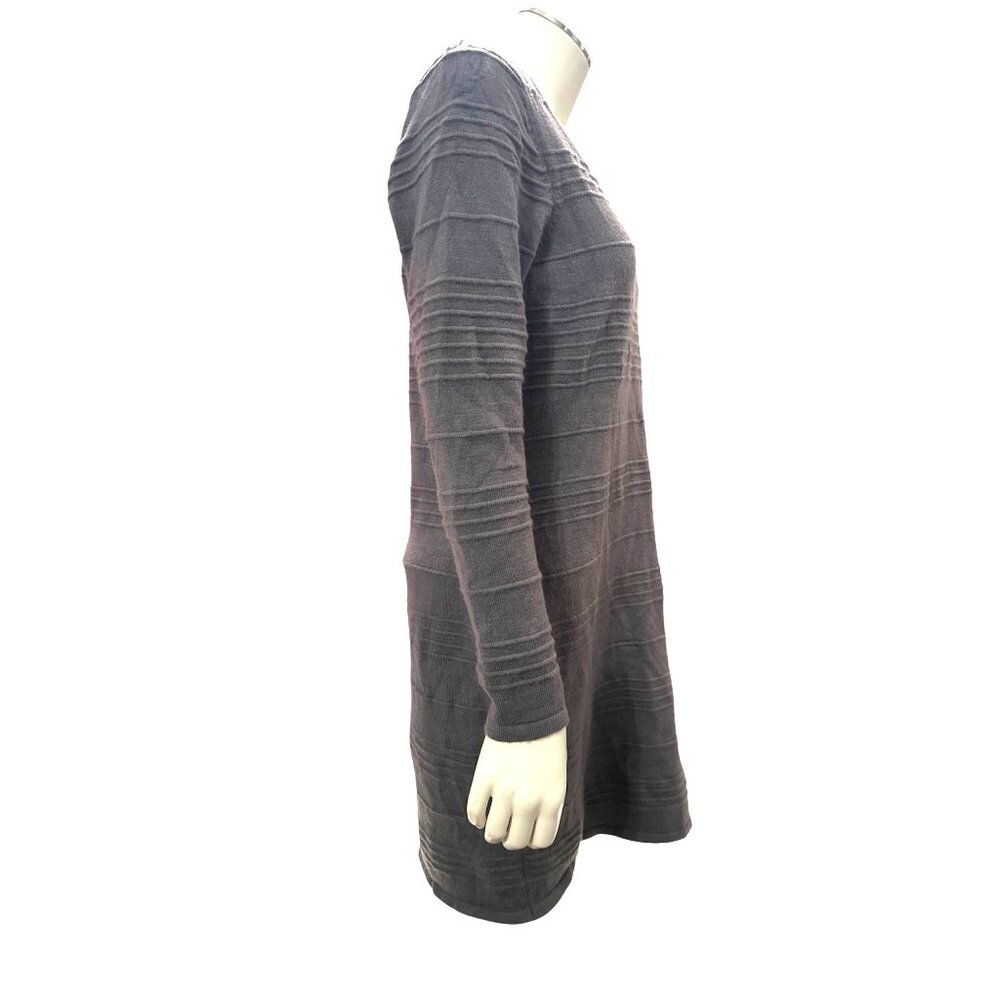 Allison Brittney Small Gray Textured Knit Long Sleeve Dress Soft Glam Open Back - Picture 6 of 10